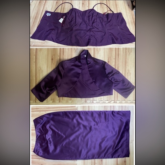 Impression Bridal Purple Satin 3pc Evening Mother of Bride Mother of Groom Dress - Picture 11 of 12
